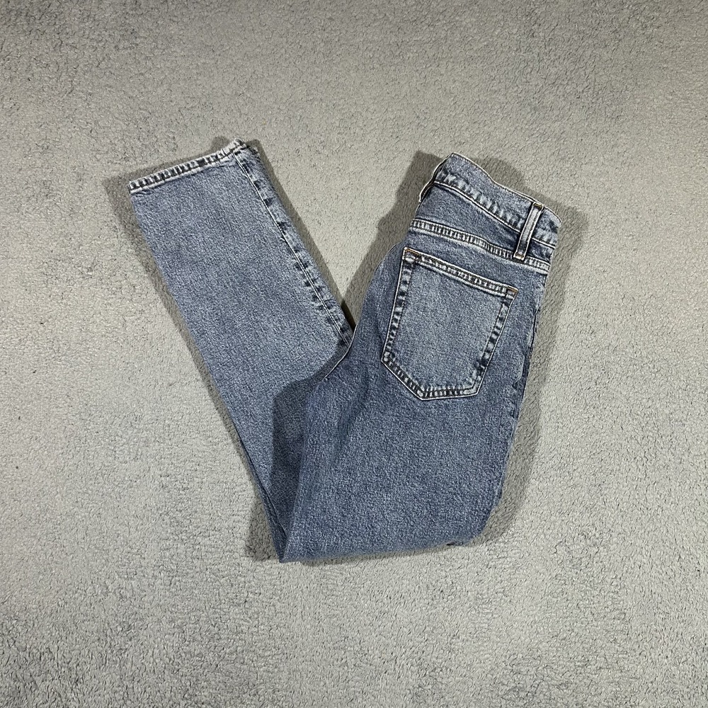 FRAME Blue Acid-wash Straight-Leg Denim Jeans Women's 26 The Borrowed #4033